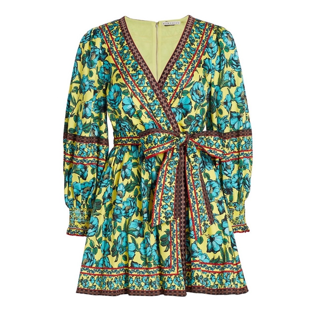 Alice + Olivia Simona Floral Wrap Dress